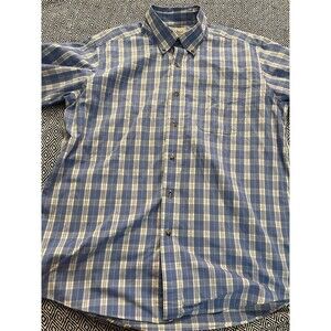 L.L.Bean Men's Collar Dress Shirt - Large Blue Plaid